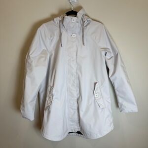 Helly‎ Hansen White Hooded Rain Coat Women's Waterproof Jacket